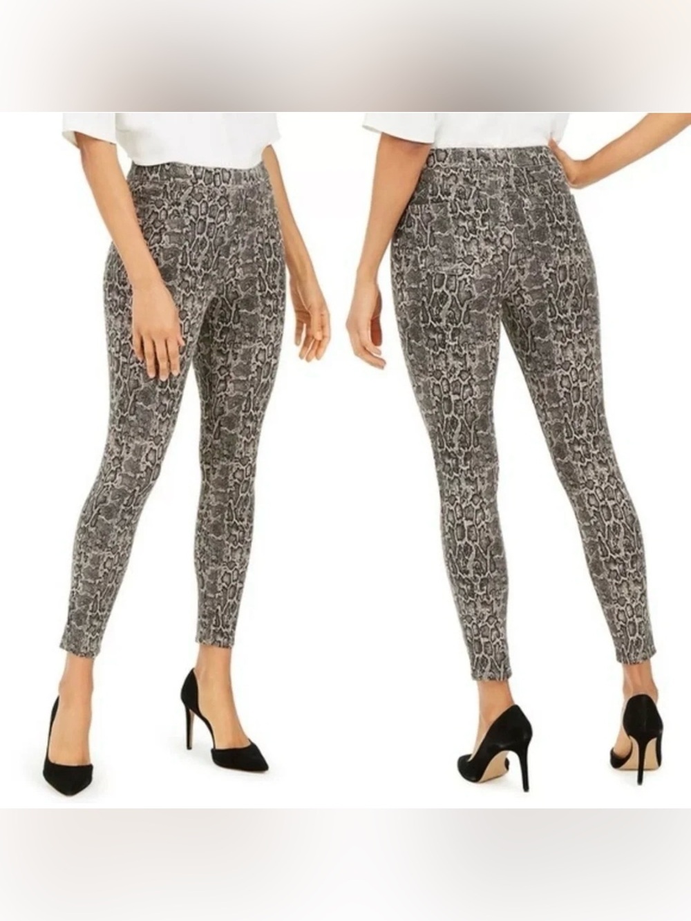 Like New Spanx Jean-ish Ankle Denim Leggings Animal Print Snakeskin size small